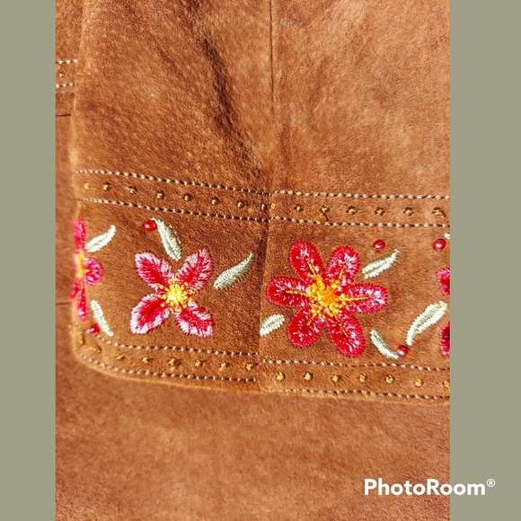 Vtg y2k 90s hippie suede embroidered jacket - Picture 12 of 12